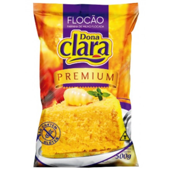 Flocão Farinha de Milho Flocada Premium Dona Clara - Pacote 500g